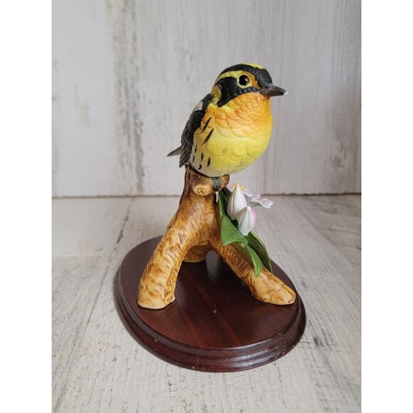 Andrea by Sadek Warbler 1993 vintage 9114 bird flower figure decor - Picture 4 of 8